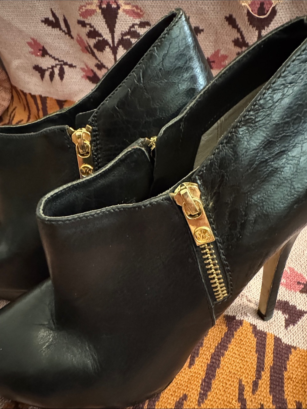 Michael Kors High-Heel Ankle Booties with Gold Zipper - Picture 10 of 12